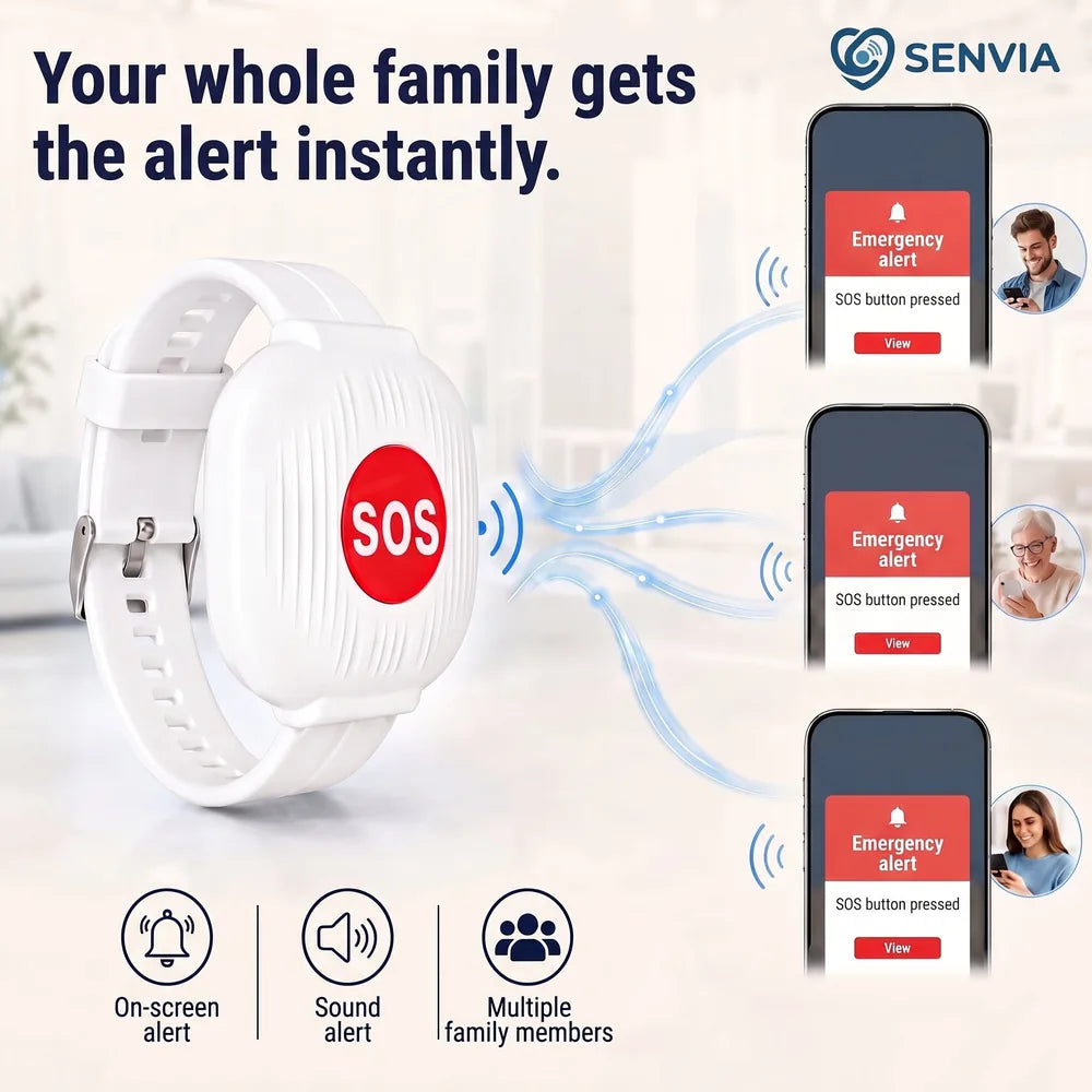 Family members receiving SOS alert notifications